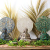 Ensemble Bouddha Feng Shui - Mandala Fleuri - Bleu (2 Modèles)