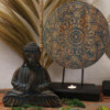 Ensemble Bouddha Feng Shui - Mandala Fleuri - Bleu (2 Modèles)