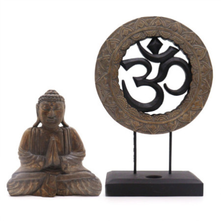 Ensemble Feng Shui Bouddha - Om - Gris et Noir (2 modèles)