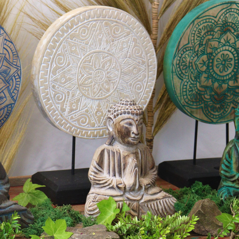 Ensemble Bouddha Feng Shui - Mandala Classique - Naturel (2 Modèles)