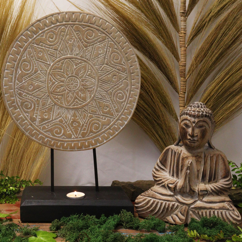 Ensemble Bouddha Feng Shui - Mandala Classique - Naturel (2 Modèles)