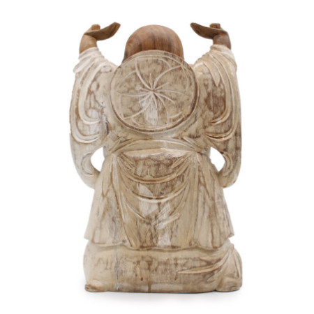 Statue de Bouddha sculptée à la main - 40 cm, mains levées - Blanchi à la chaux