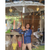 Parasol Bali Patio - Coton - Décor Turquoise - 2 m