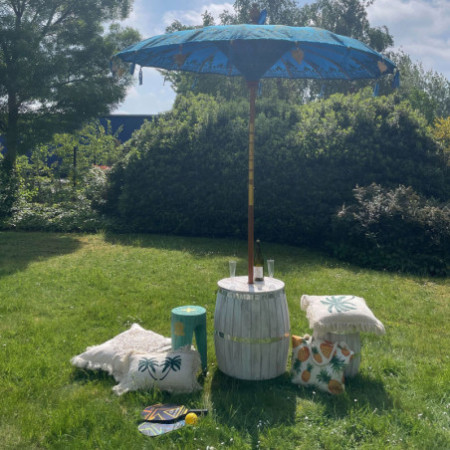 Parasol Bali Patio - Coton - Décor Turquoise - 2 m