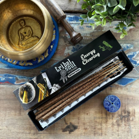 Bâtonnets d'encens spirituels et support en céramique Tribal Soul - Nettoyage énergétique