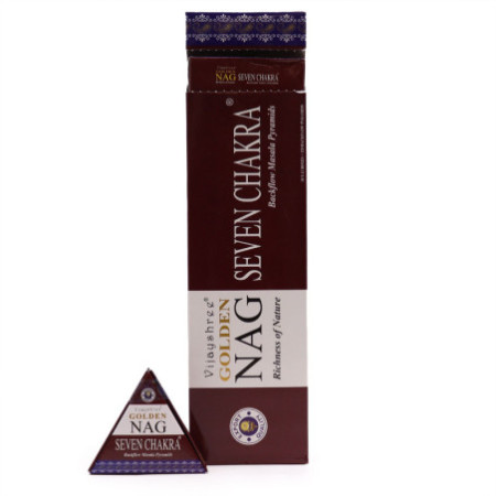 Cônes d'encens Jumbo Golden Nag 42 g - Seven Chakra Back Flow