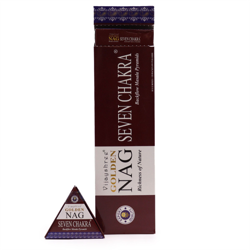 Cônes d'encens Jumbo Golden Nag 42 g - Seven Chakra Back Flow