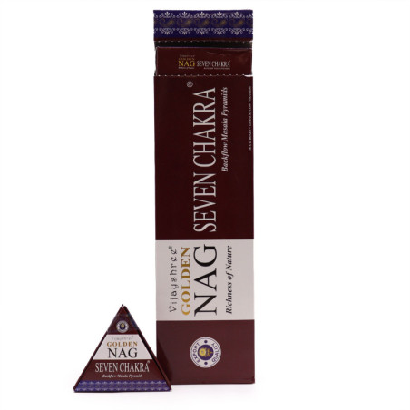 Cônes d'encens Jumbo Golden Nag 42 g - Seven Chakra Back Flow