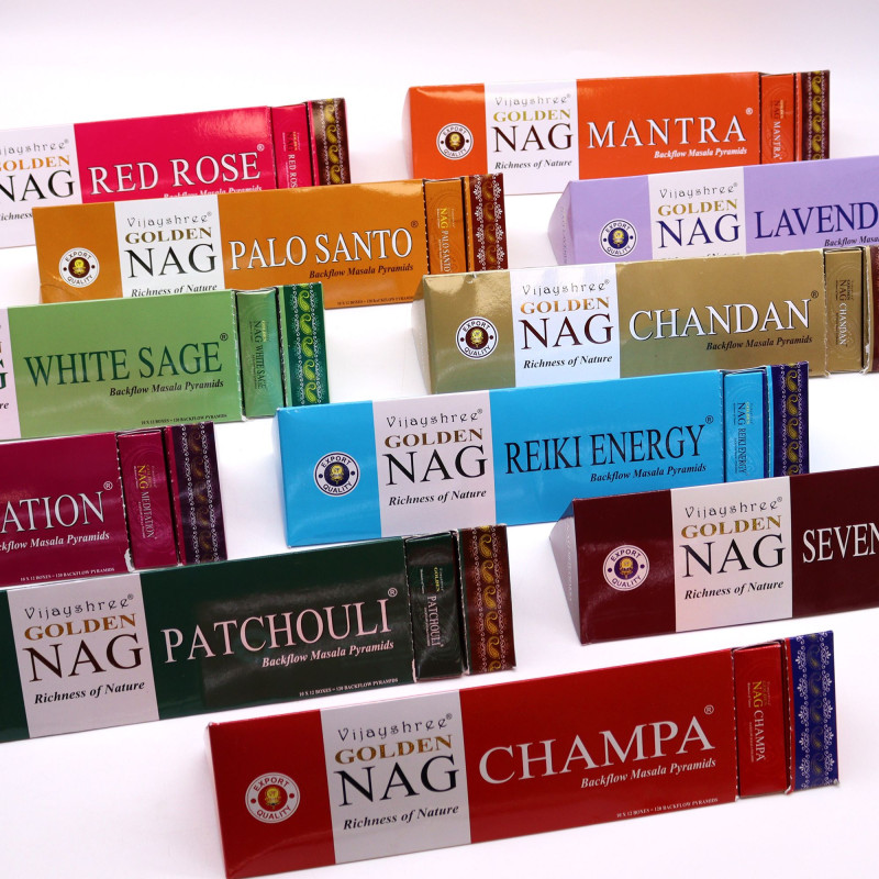 Cônes d'encens Jumbo Golden Nag 42 g - Seven Chakra Back Flow