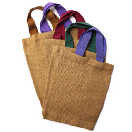 Sac fourre-tout en jute - Poignée violette