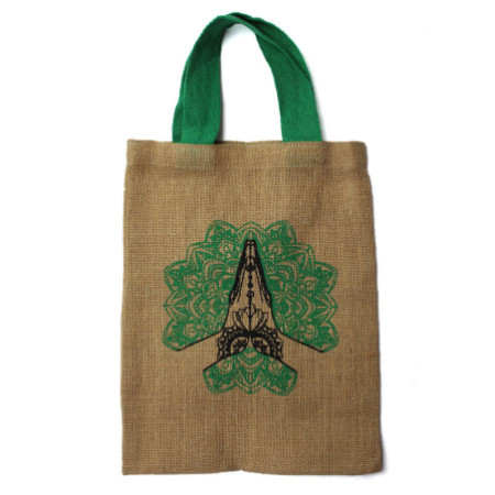 Sac fourre-tout en jute - Mystic designs - Mandala Rose