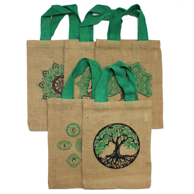 Sac fourre-tout en jute - Mystic designs - Bouddha