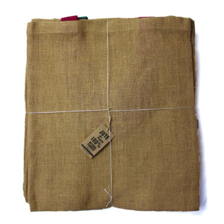 Grand sac fourre-tout en jute - Poignée de couleur rouge