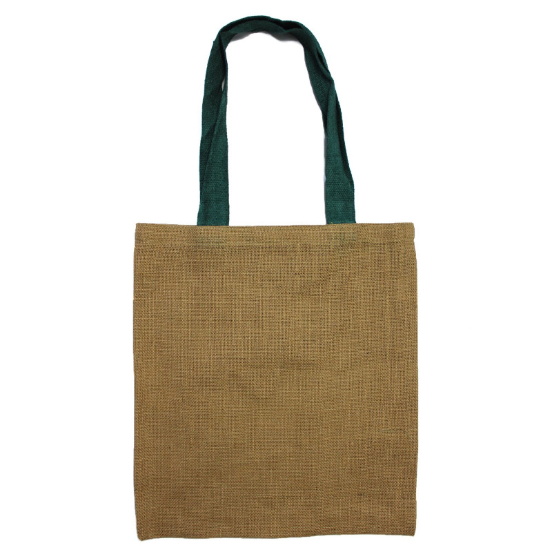 Grand sac fourre-tout en jute - Poignée de couleur rouge