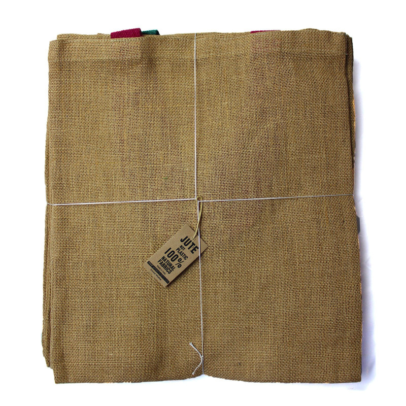Grand sac fourre-tout en jute - Poignée verte