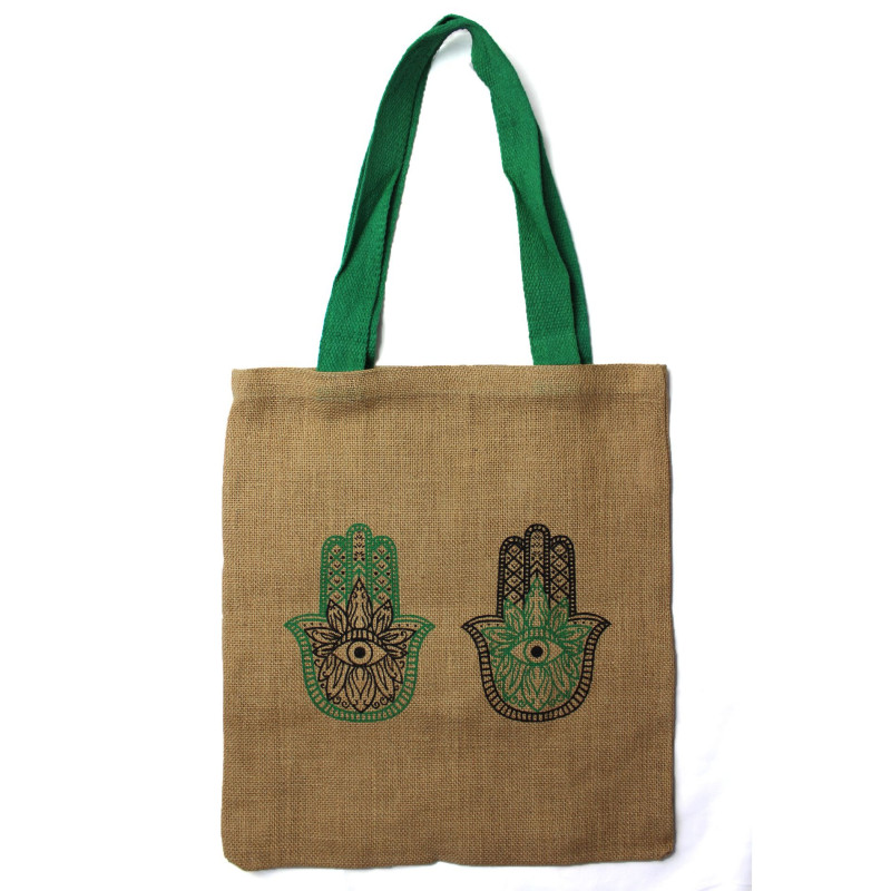 Grand sac fourre-tout en jute - Mystic designs - Money Cat