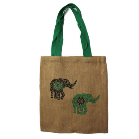 Grand sac fourre-tout en jute Mystic Designs - Hamsa