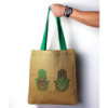 Grand sac fourre-tout en jute Mystic Designs - Hamsa