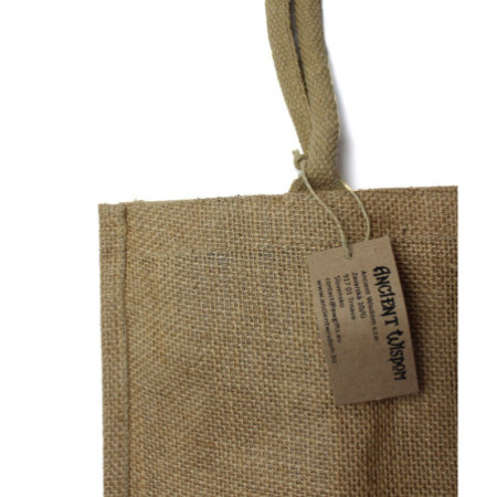 Grand sac de courses en jute avec porte-bouteilles