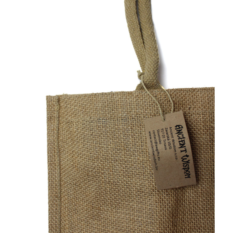 Grand sac de courses en jute avec porte-bouteilles