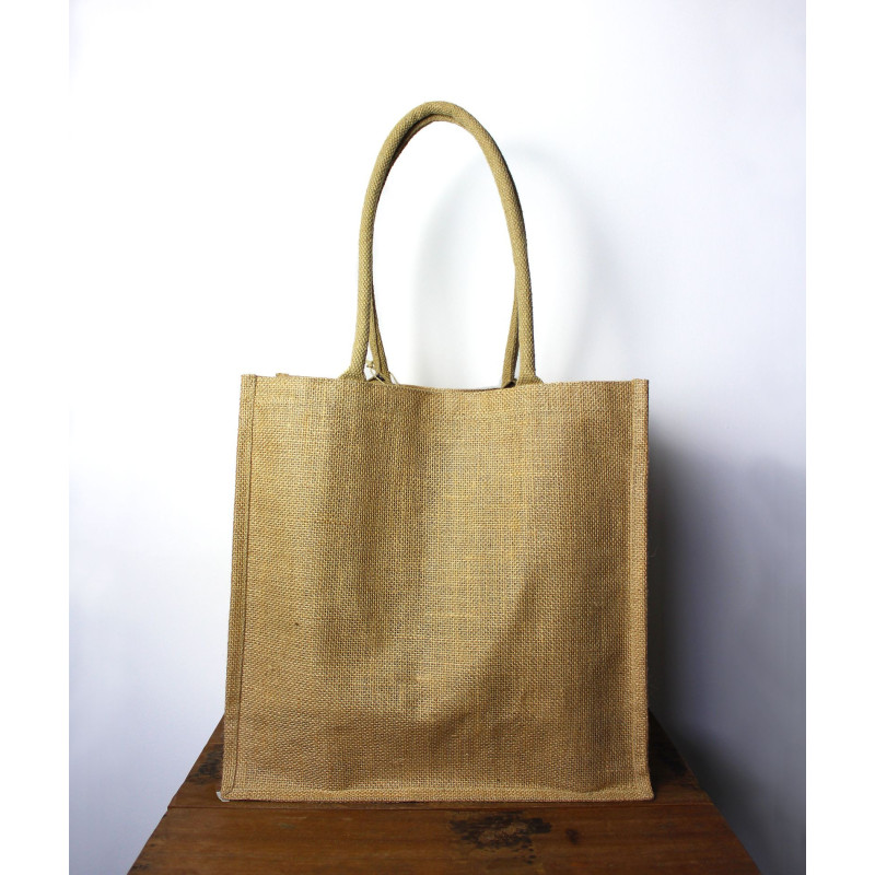 Grand sac de courses en jute avec porte-bouteilles