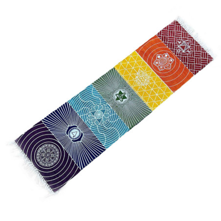 Tapis de yoga 100 % coton - 60 x 200 cm - 7 chakras