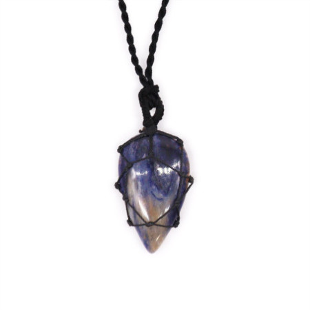 Pendentif en forme de larme avec pierres précieuses lacées - Sodalite