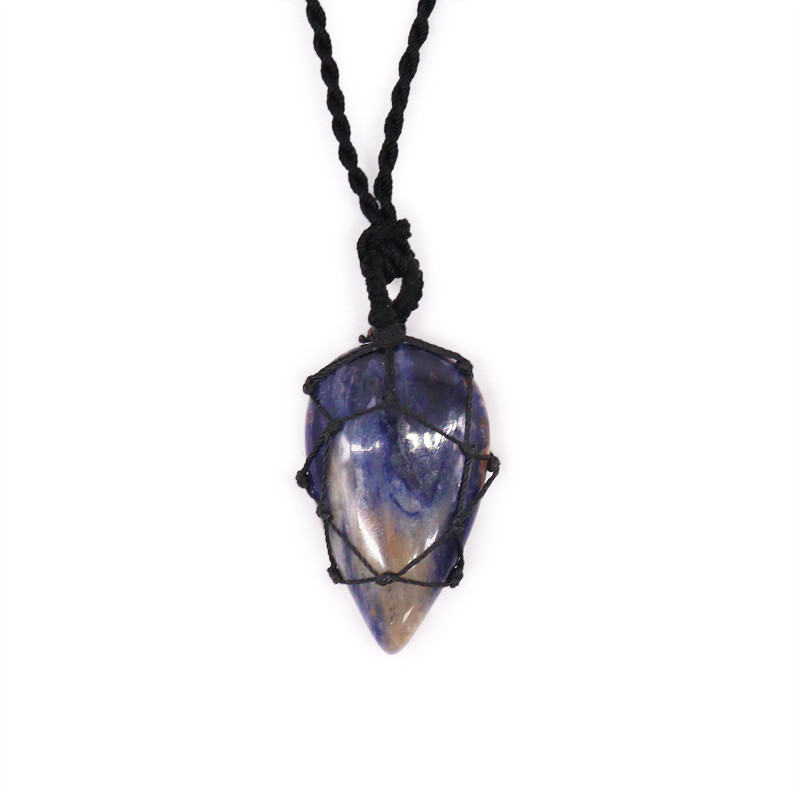 Pendentif en forme de larme avec pierres précieuses lacées - Sodalite