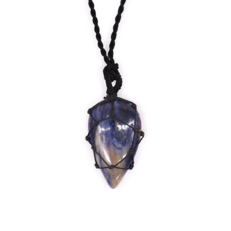 Pendentif en forme de larme avec pierres précieuses lacées - Sodalite