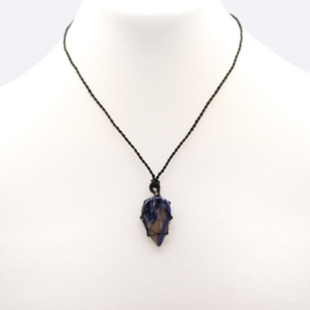 Pendentif en forme de larme avec pierres précieuses lacées - Sodalite