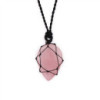 Pendentif en forme de larme avec pierres précieuses lacées - Quartz rose