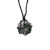 Pendentif hexagonal en pierres précieuses lacées - Agate mousse