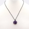 Pendentif hexagonal en pierre précieuse lacée - Lépidolite