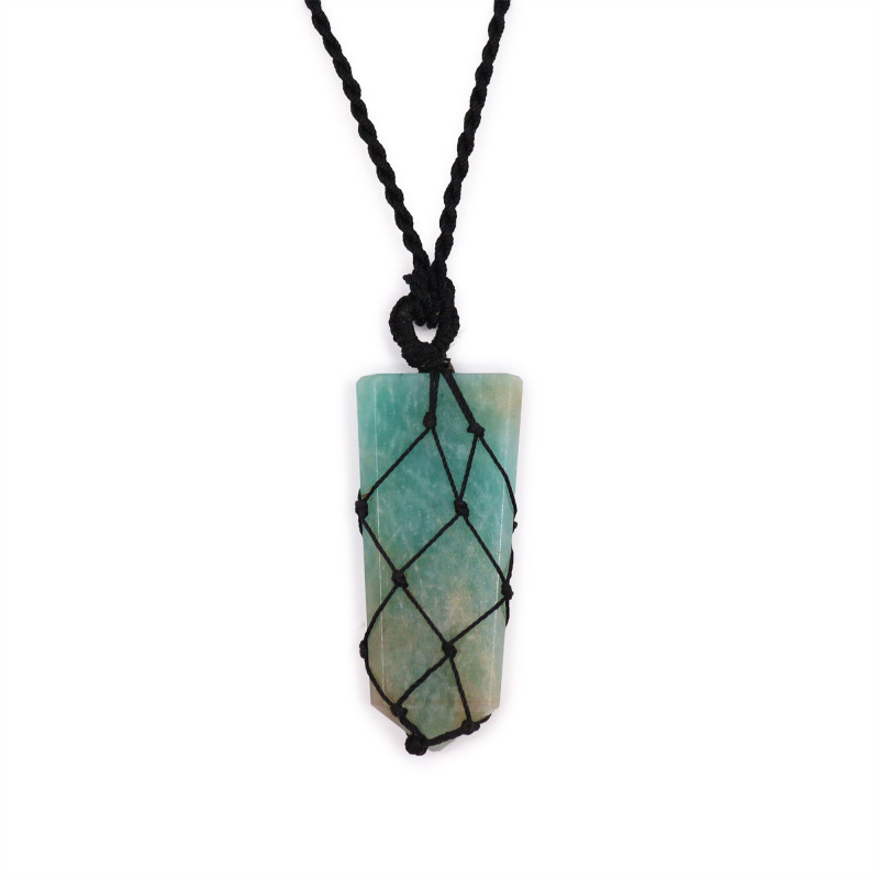 Pendentif à pointe plate en pierre précieuse lacée - Amazonite