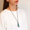 Pendentif à pointe plate en pierre précieuse lacée - Amazonite