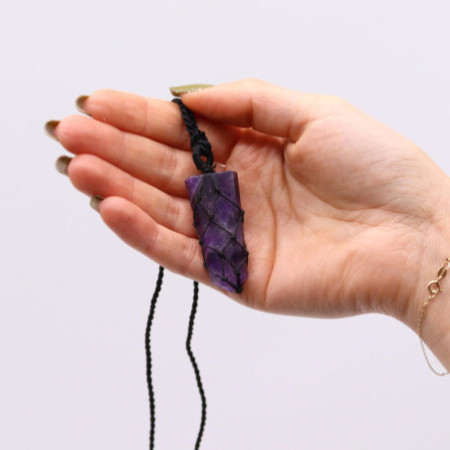 Pendentif à pointe plate en pierres précieuses lacées - Améthyste