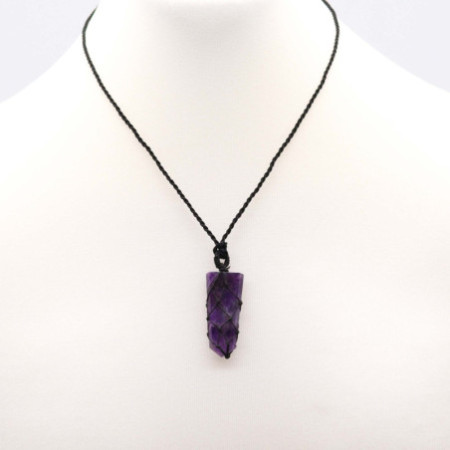 Pendentif à pointe plate en pierres précieuses lacées - Améthyste