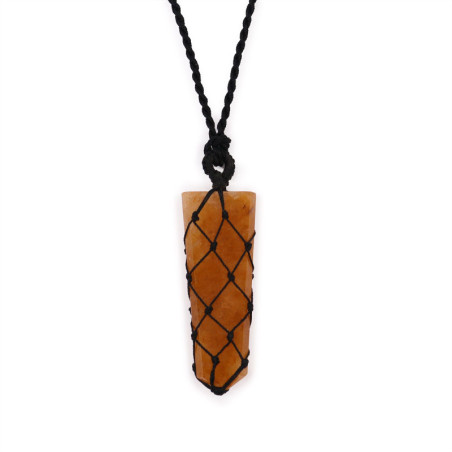 Pendentif à pointe plate en pierres précieuses lacées - Quartz doré