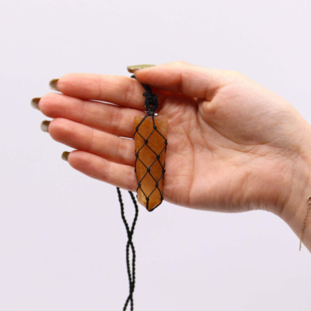 Pendentif à pointe plate en pierres précieuses lacées - Quartz doré