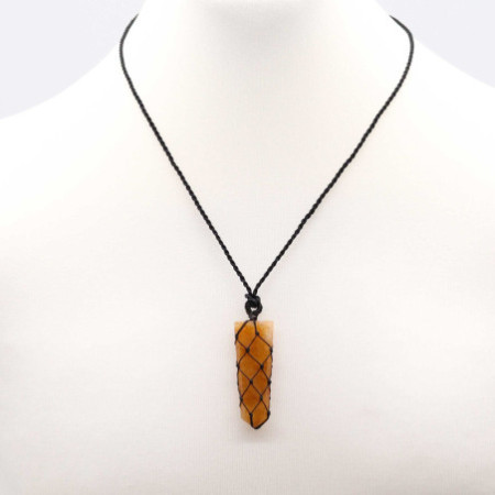Pendentif à pointe plate en pierres précieuses lacées - Quartz doré