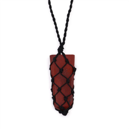 Pendentif à pointe plate en pierres précieuses lacées - Jaspe rouge