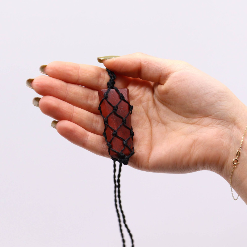 Pendentif à pointe plate en pierres précieuses lacées - Jaspe rouge