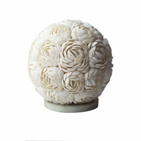 Lampe coquillage Boho - Globe rose - 20 cm