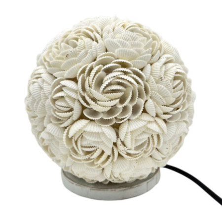 Lampe coquillage Boho - Globe rose - 20 cm