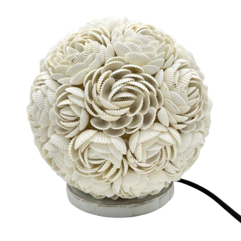 Lampe coquillage Boho - Globe rose - 20 cm