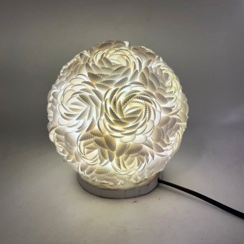 Lampe coquillage Boho - Globe rose - 20 cm