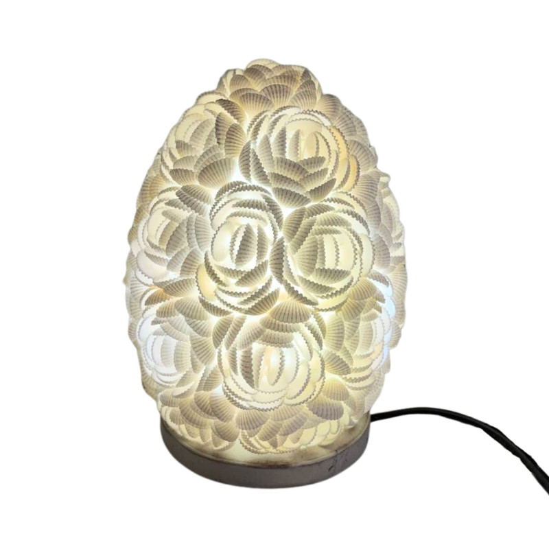 Lampe coquillage Boho - Rose ovale - 15 cm
