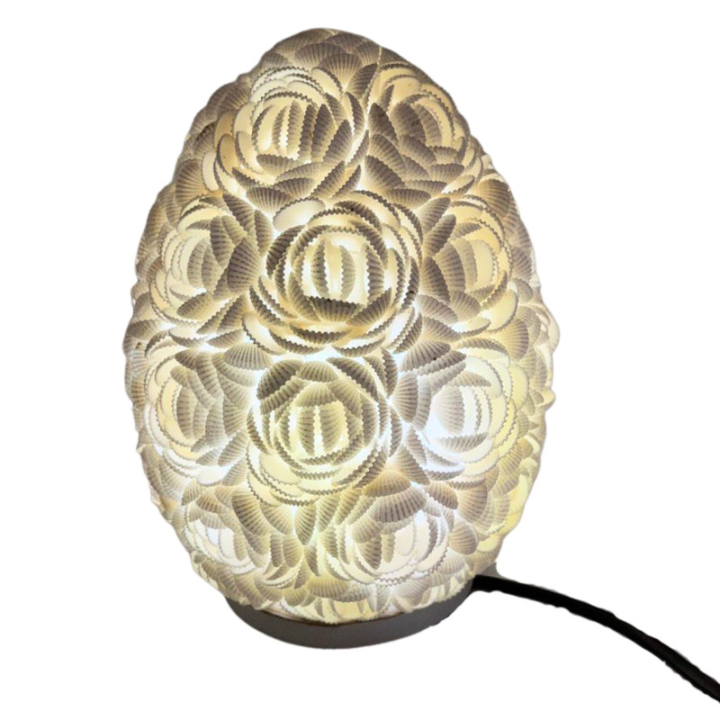 Lampe coquillage Boho - Rose ovale - 20 cm