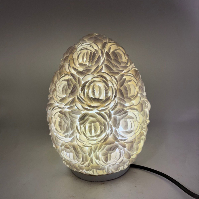 Lampe coquillage Boho - Rose ovale - 20 cm