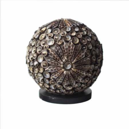Lampe coquillage Boho - Globe torsadé chocolat - 15 cm